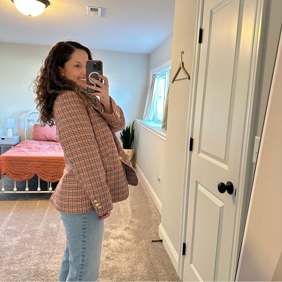 Talbots Pink Plaid Wool Blend Blazer Jacket 14 - Picture 3 of 11